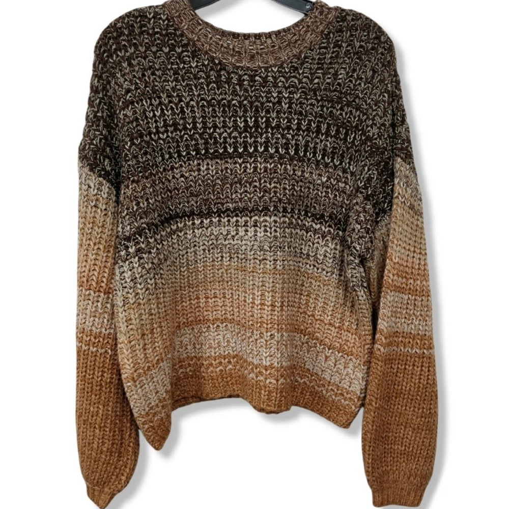 525 marled brown sweater brand new with tags never worn balloon sleeve .